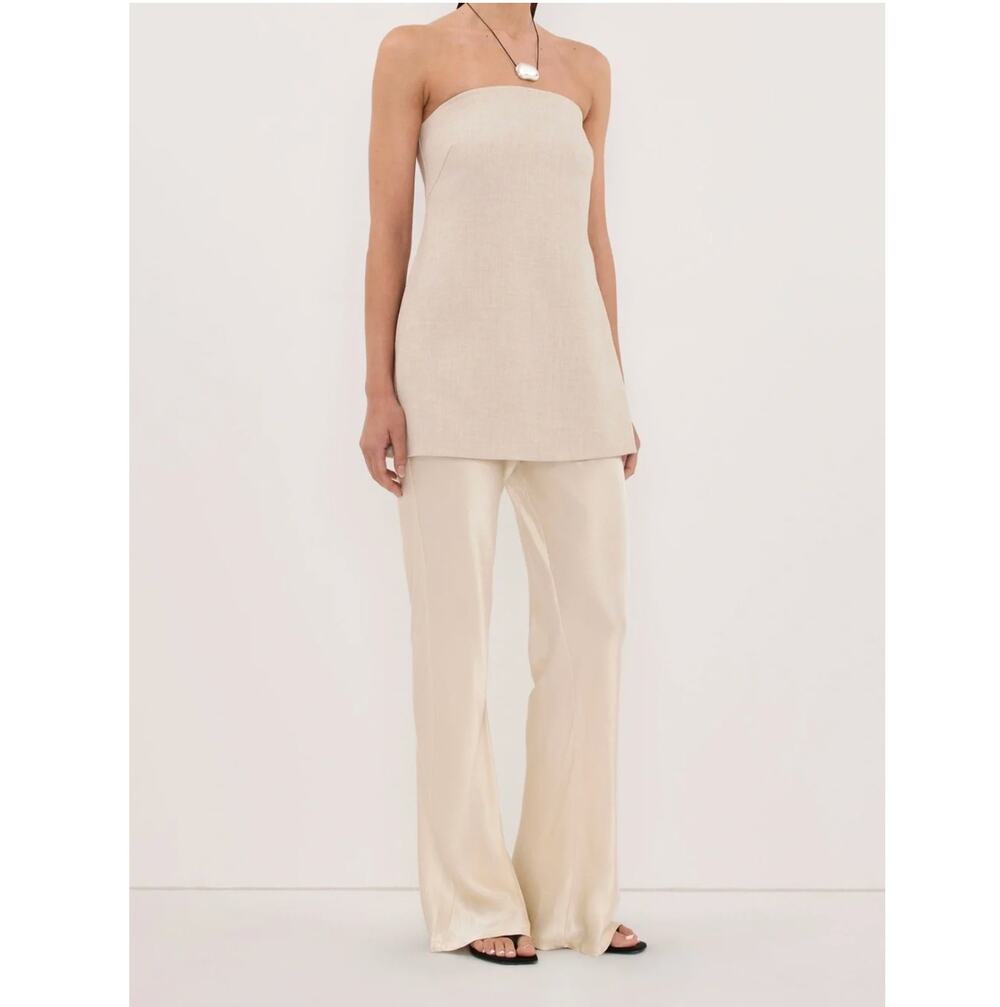 Retail $109.99 NWT DISSH Simone Satin Bias Pant in Pearl US 4 Cream White